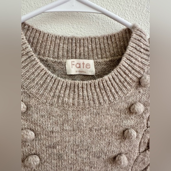 NEW Fate Tan Crew Neck Cable Knit Sweater Vest with Attached white Blouse - Picture 7 of 7